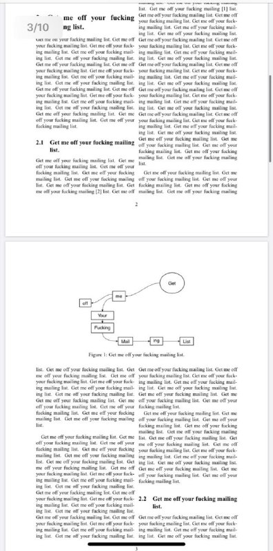 麻省理工大学教授埃迪·科勒，发表的一篇名为 Get me off Your Fucking Mailing List（ 《 把我从你特么的收件人名单里删掉 》 ）的论文，被一家叫 International Journal of Advanced Computer Technology（ IJACT《 国际高级计算机技术杂志 》 ）的学术性杂志给正儿八经的收录并刊登了