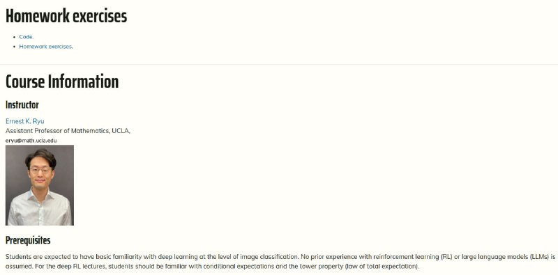 UCLA 2025年春季推出了一套关于大型语言模型强化学习（RL for LLM）的精彩课程，内容涵盖基础理论、测试时计算优化、基于人类反馈的强化学习（RLHF），以及可验证奖励的强化学习（RLVR）等前沿主题