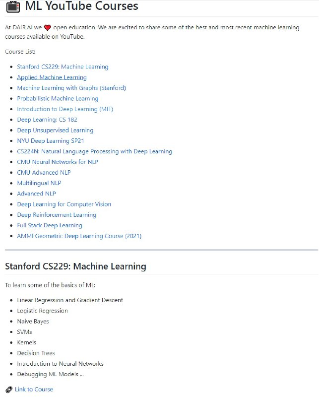 ML YouTube Courses