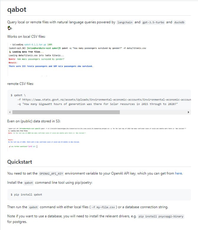 基于 OpenAI API 的本地/远程数据自然语言查询命令行工具库qabot | #命令行 #工具基于 OpenAI API 的本地/远程数据自然语言查询命令行工具库qabot | #命令行 #工具