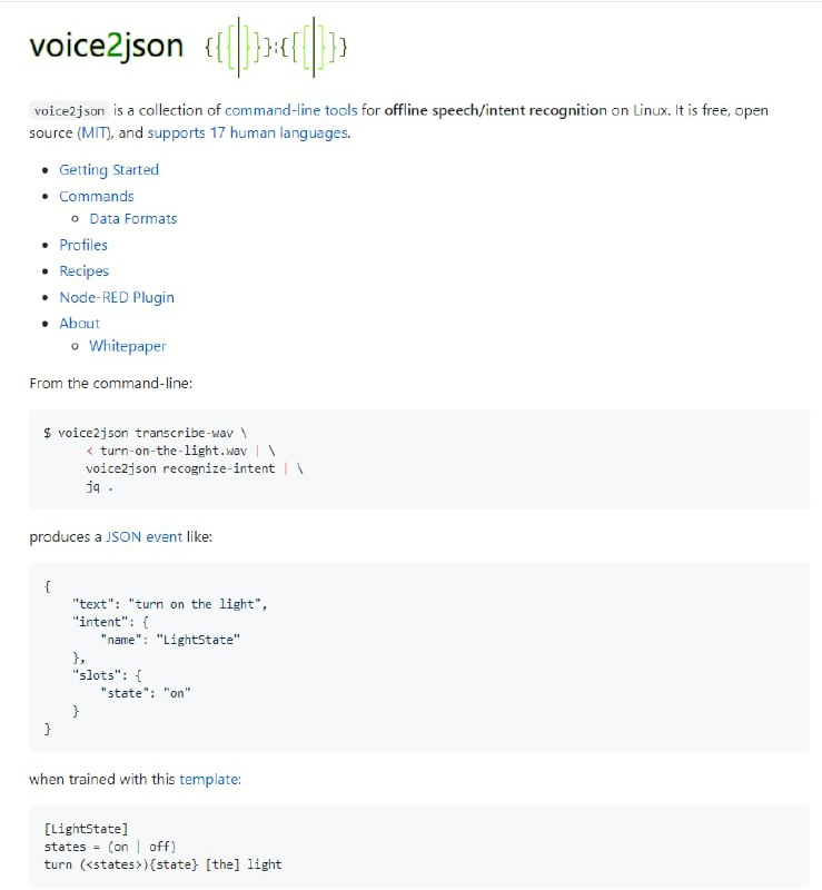 voice2json #Linux #命令行 离线语音/意图识别 #工具 集