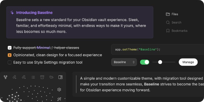 为 Obsidian 主题体验设立新基准，兼具极简与丰富自定义，助你打造专属笔记空间