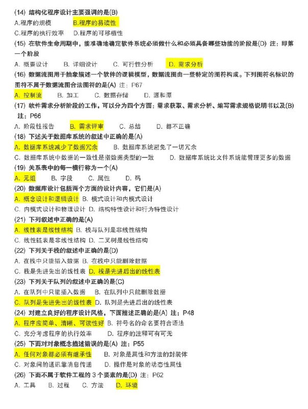 138道命中率最高(？)的计算机二级考题138道命中率最高(？)的计算机二级考题