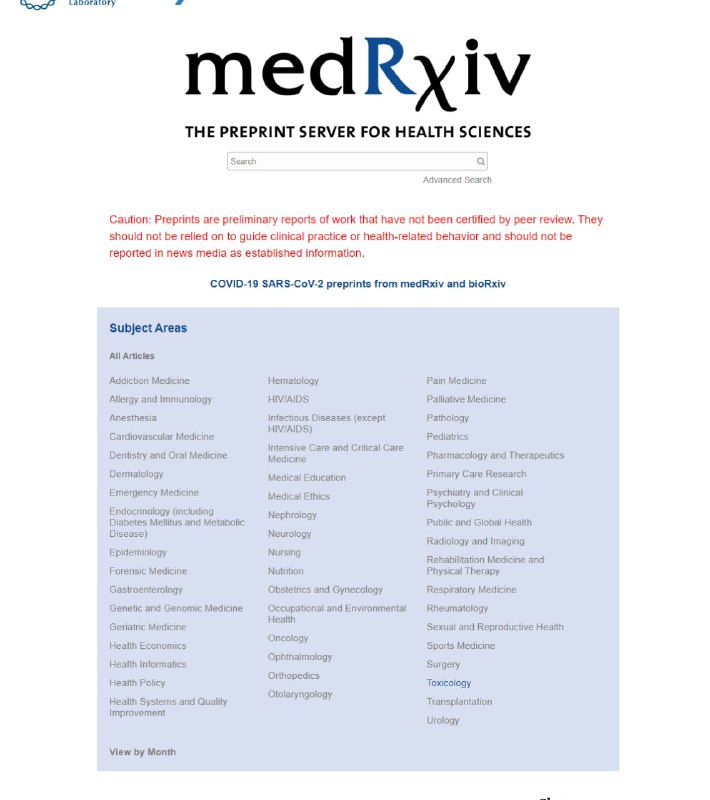 Medrxiv是一家免费的在线文档存储和分发的 #文献 服务平台，用于存储完整的文献资料但未出版的医学、临产和相关科学手稿(也称之为预印本)medRxiv由非营利性研究和教育机构冷泉港实验室(CSHL)，耶鲁大学和全球医疗知识提供者BMJ共同创立