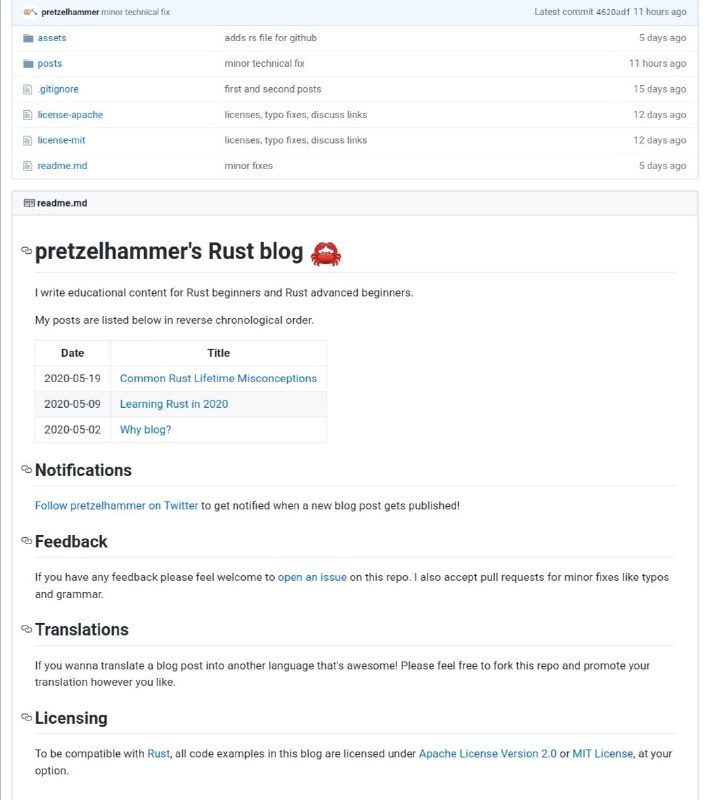 传送门一位开发者选择在 GitHub 上创建了博客，用于教授 Rust 初学者一些基础知识，以帮助开发者更好的学习 #Rust