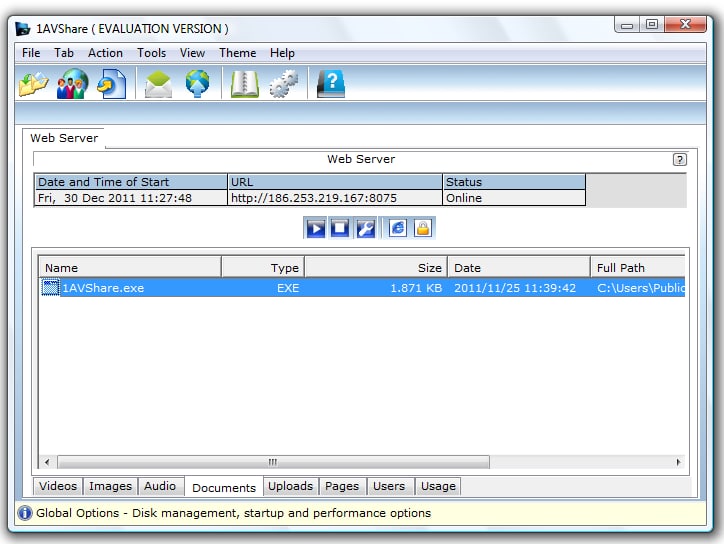 File Sharing Pro 是一款安全的文件分享工具，它会让你在电脑上生成一个穿透路由的服务，通过它你就可以将视频、音频、文件、图片、文档等分享给你的好友，你的好友只需要通过浏览器就可以进行文件的接收下载