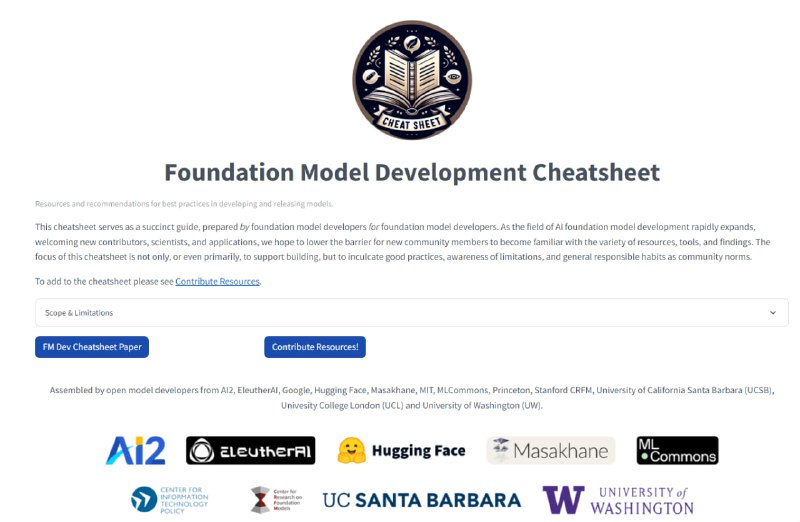 The Foundation Model Development Cheatsheet