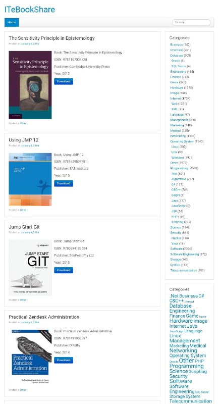 ITeBookShare #IT 类英文 #电子书 下载，分享的书籍出版日期较新，可自助搜索，近年来在IT基础上增加了很多其他学科