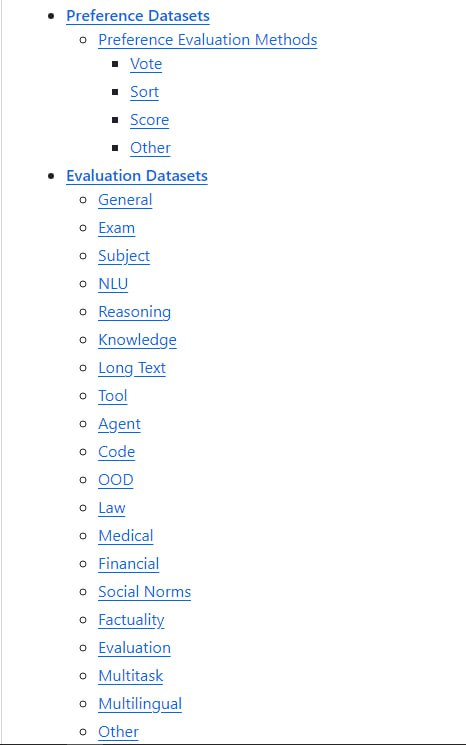 代表性LLM文本数据集大列表，包括预训练语料库、微调指令数据集、偏好数据集、评估数据集和传统NLP数据集Awesome-LLMs-Datasets | #数据集代表性LLM文本数据集大列表，包括预训练语料库、微调指令数据集、偏好数据集、评估数据集和传统NLP数据集Awesome-LLMs-Datasets | #数据集