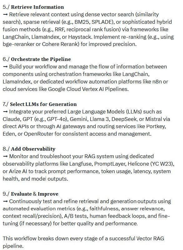 Vector RAG系统构建流程1. 数据采集与预处理  用爬虫（如Firecrawl）、数据连接器（数据库、API）或专门的平台（如Unstructured.io）收集并清洗数据，确保后续切片和向量化质量