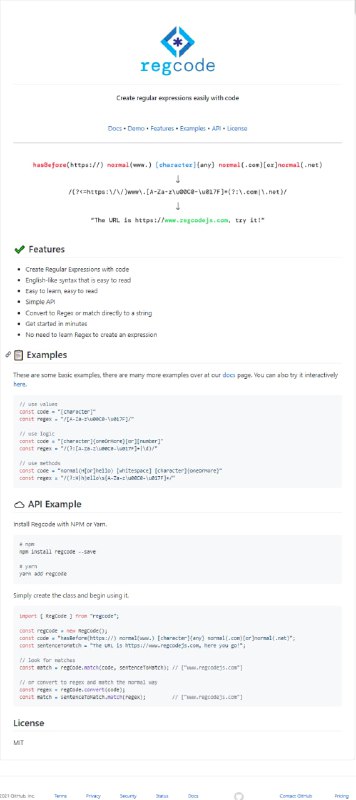 regcode编写了一个Web应用程序/API来轻松地使用代码创建正则表达式
