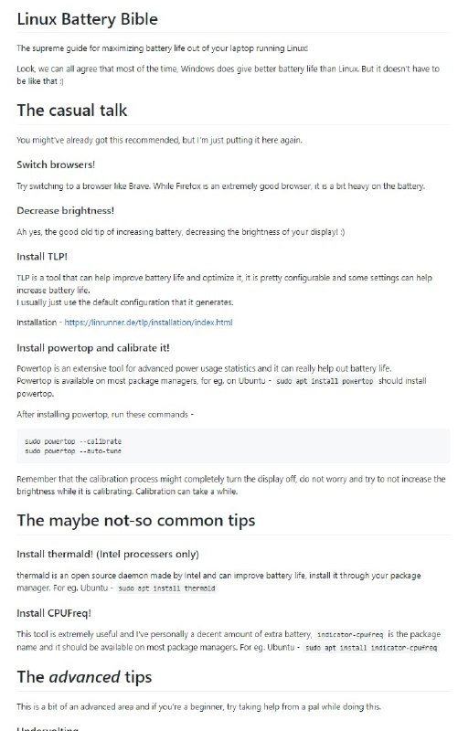 Linux Battery Bible