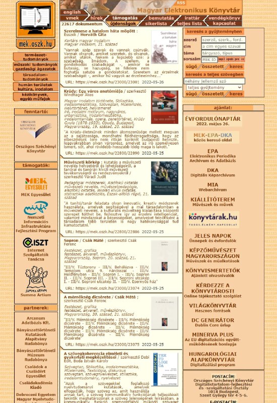 匈牙利电子书主要是该国经典文学，部分书籍有多种格式可下载