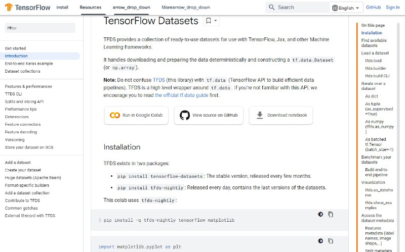 TensorFlow 数据集 (TFDS)