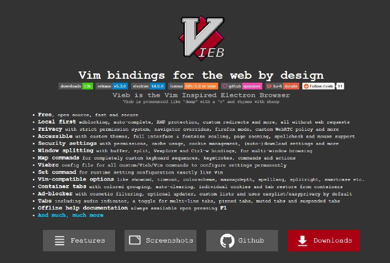 Vieb – 受Vim 启发的电子浏览器