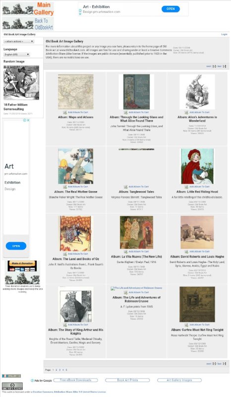旧书艺术图片库(Old Book Art Image Gallery )(引文)像至少要获得知识共享许可才免费获得使用，不过个人感觉一般使用注明来源问题不大