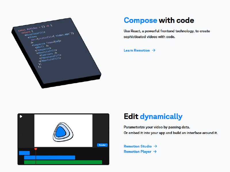 面向开发者和内容创作者的先进视频制作框架，专注于用代码驱动视频生成与编辑，提升工作流效率与创意自由度