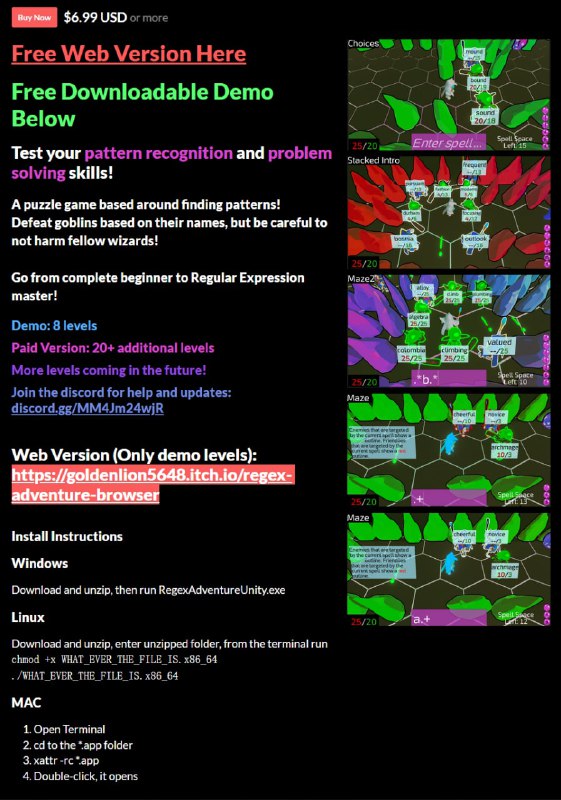 通过游戏来学正则表达式，网页演示版有8级，付费版有20多个关卡Demo | 主页 | #正则表达式通过游戏来学正则表达式，网页演示版有8级，付费版有20多个关卡Demo | 主页 | #正则表达式
