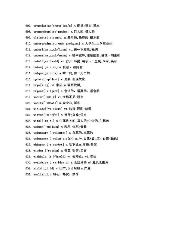 #考研 英语近五年真题出现过的632个词汇#考研 英语近五年真题出现过的632个词汇