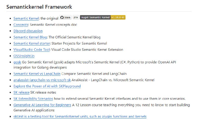 Semantic Kernel框架精选工具与项目列表