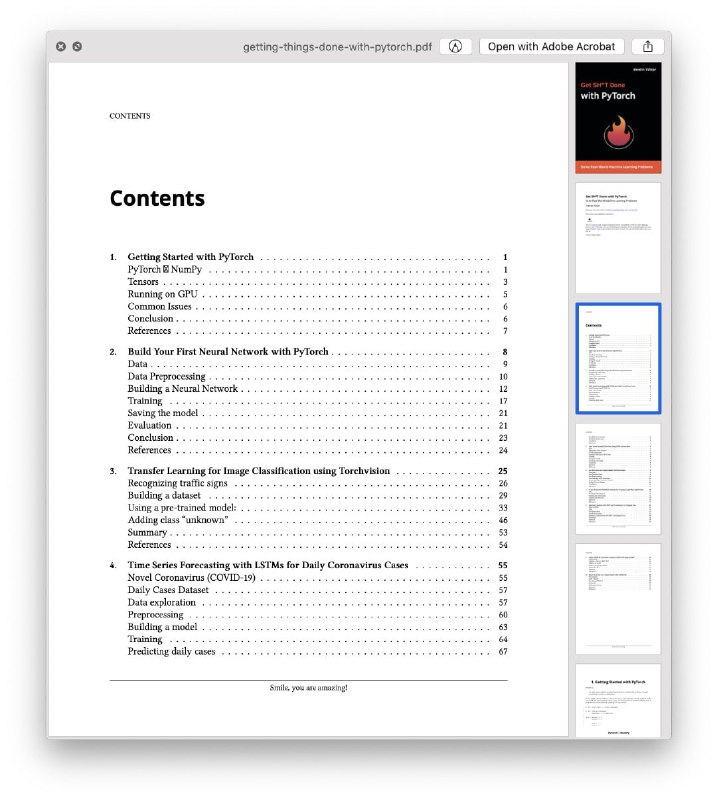 Getting Things Done with Pytorch开发者可从该书中学到有关 #PyTorch、神经网络、图像分类、人脸检测、情感分析等基础知识