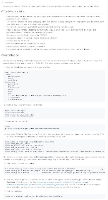 TorchRec #PyTorch 推荐系统领域库  #机器学习
