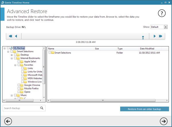 Genie Timeline Home 10 能够在后台静默化地帮你进行文件备份，时刻保护你的文件的安全，备份的文件可以存放在电脑中、外部设备、网络设备里等等