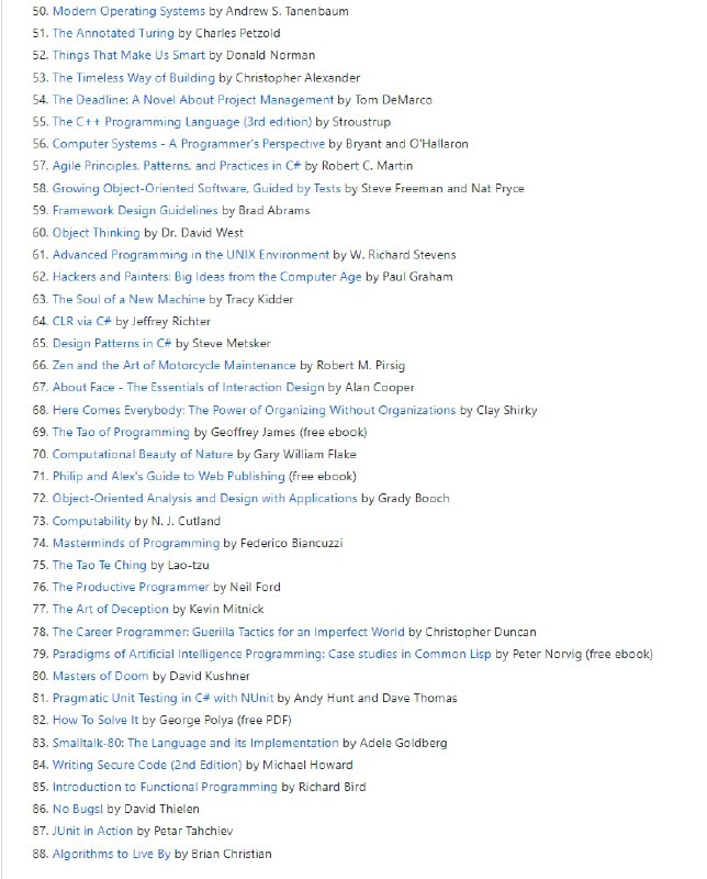 计算机科学/编程最具影响力书单这些书被认为对StackOverflow 线程中的程序员最有影响力