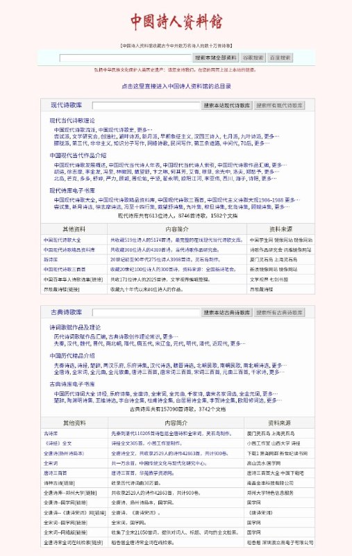 中国诗人资料馆，一个关于 #诗歌 的网站，内容超级全，收藏古今中外数万名诗人的数十万首诗歌 #文学中国诗人资料馆，一个关于 #诗歌 的网站，内容超级全，收藏古今中外数万名诗人的数十万首诗歌 #文学