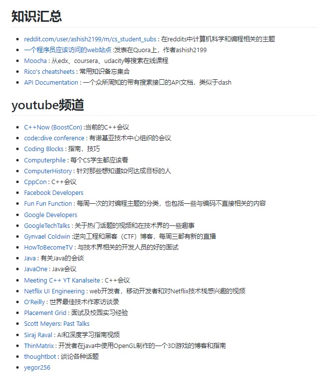 程序员应该访问的最佳网站中文版原版，项目包含一系列会持续更新的技术网站列表程序员应该访问的最佳网站中文版原版，项目包含一系列会持续更新的技术网站列表