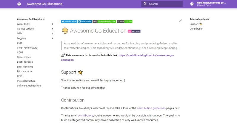 Awesome Go Education  用于学习和实践 Golang 及其相关技术的精彩文章和资源的精选列表