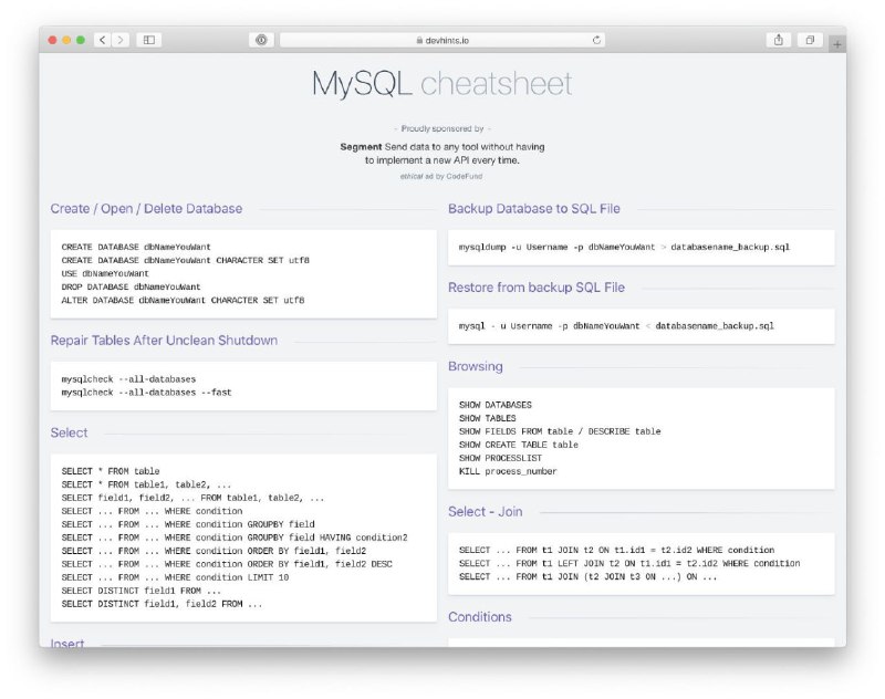 Dev Hints，一个颇为实用的技术网站