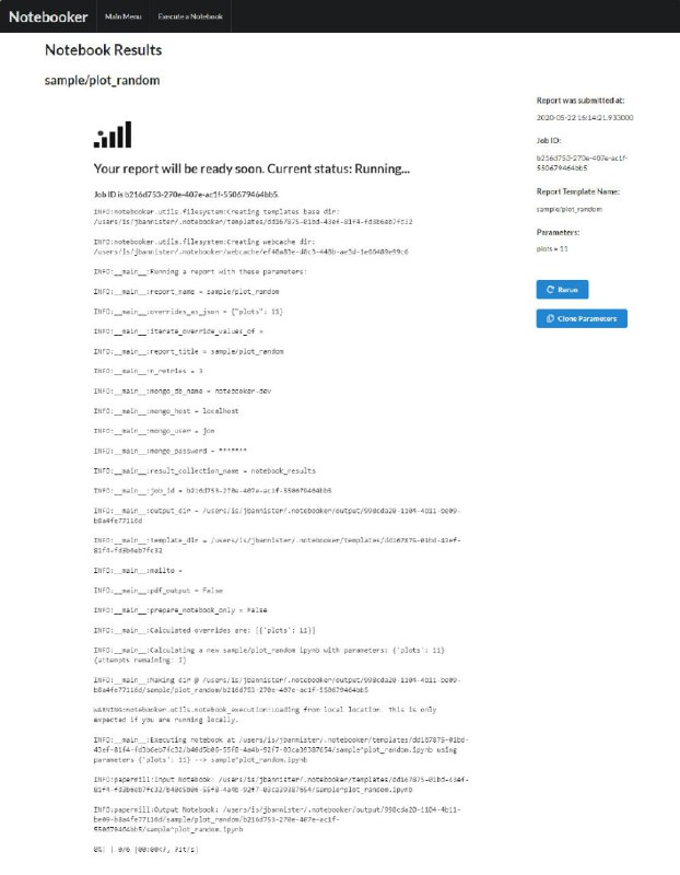 Notebooker 是一个可快速将 Jupyter Notebook 内容转换为 Web 报告的开发 #工具 ，其转化结果存储在 MongoDB 中，支持在 Web 界面上直接查询Notebooker 是一个可快速将 Jupyter Notebook 内容转换为 Web 报告的开发 #工具 ，其转化结果存储在 MongoDB 中，支持在 Web 界面上直接查询