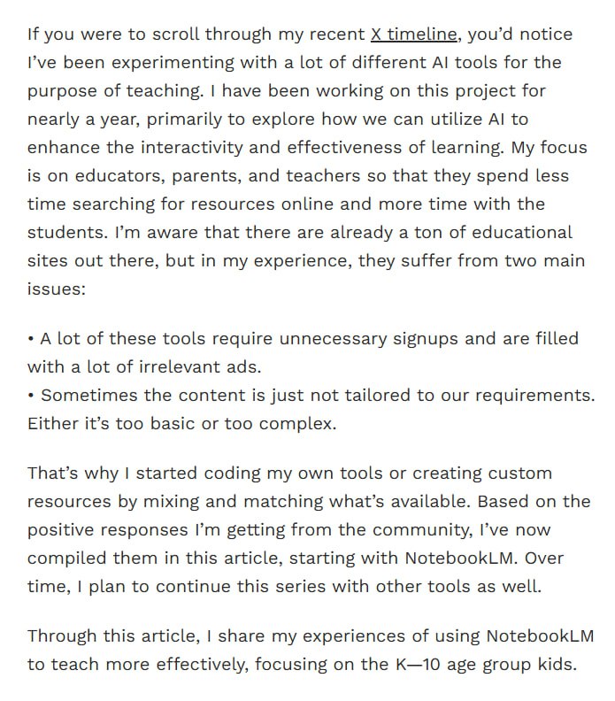 《My Experiments with NotebookLM for Teaching》利用 NotebookLM 改变教学方式，AI 助力个性化与高效学习