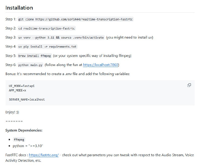 Real Time Speech Transcription with FastRTC