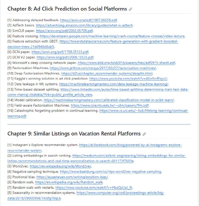 bytebytego总结的系统设计面试参考资料 | link | #面试侧重于后端系统，如视频搜索、视频推荐系统、有害内容检测、广告点击预测等等