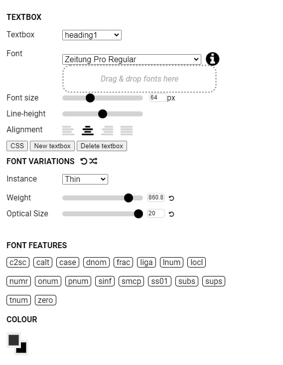 Google 一直力推可变字体，Figma 也直接支持可变字体，此时就需要工具来方便地测试可变字体Axis-Praxis 是可变字体演示工具，搜集和展示了常见可变字体，可选择标题、正文等不同文字块，逐个调节字体包含的所有轴，还能上传自己的字体，每个字符都是一套带有可变参数的绘图脚本