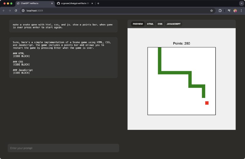 ChatGPT Artifacts