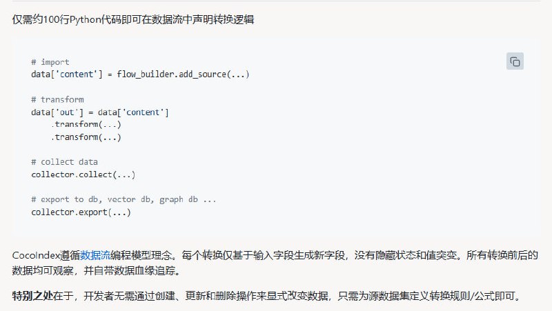 数据转化与AI的完美结合，CocoIndex为你打造极致高效的数据处理框架
