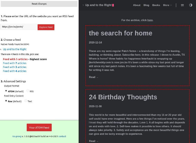 RSS-proxy 是一种 #工具 ，它允许您创建几乎任何网站的 RSS/ATOM 或 JSON 提要，纯粹通过分析静态 HTML 结构