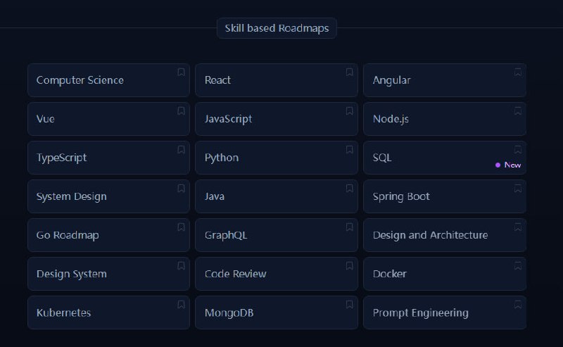 这个库可以让你在选择技术关键词后生成一个对应的路线图，从易到难，并且配有要学习对应知识点的文档，整个内容是社区驱动的，会不断更新