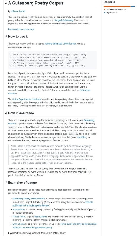 A Gutenberg Poetry Corpus
