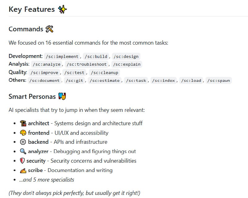 专为开发者优化的 Claude Code 扩展框架，融合专用命令、智能角色与 MCP 服务器，助力高效开发流程