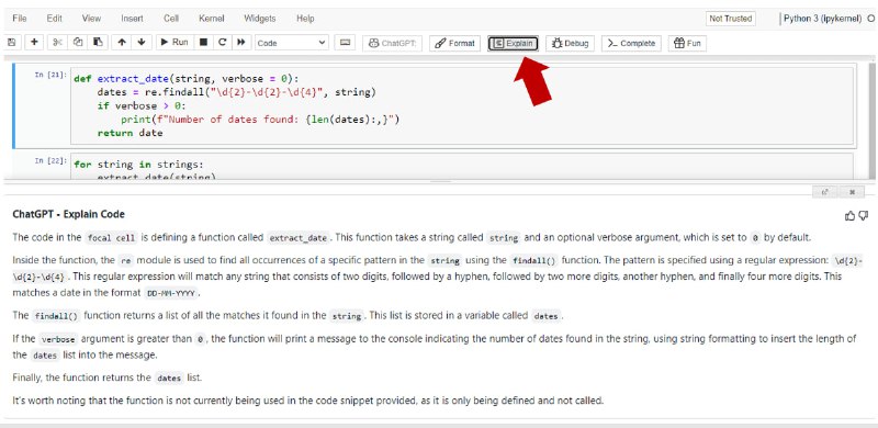 将 ChatGPT 集成到 Jupyter Notebooks 的浏览器插件ChatGPT for Jupyter是一个浏览器扩展，在Jupyter Notebooks和Jupyter Lab中提供各种帮助程序功能，由ChatGPT提供支持主要功能，有 ChatGPT