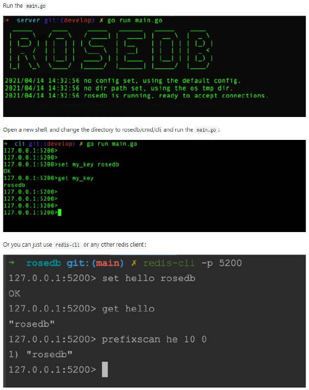 rosedb Go语言实现的高性能、快速、内嵌的 k-v 数据库，支持多种数据结构