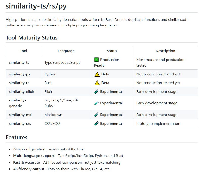 similarity-ts/rs/py