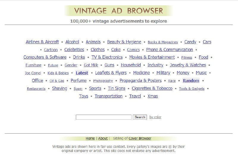 Vintage Ad Browser是一个收集了十余万笔老广告资源的 #数据库 ，取自书籍、杂志、网络等，由德国人 Philipp Lenssen（目前生活在中国）所建