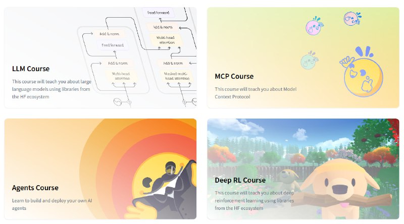 HuggingFace 推出9门全免费开源AI课程，涵盖大模型、智能代理、视觉、3D、音频、游戏等前沿领域，助力从入门到进阶的系统化学习