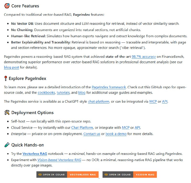 向量数据库被颠覆？一个无需嵌入的RAG新思路 | github最近开源社区出现了一个有意思的项目PageIndex，它提出了一种完全不同的RAG实现路径