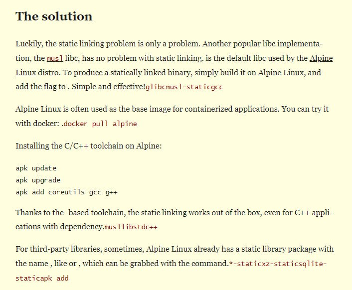 C/C++ 的轻松静态链接和可移植应用程序Alpine Linux | #C++C/C++ 的轻松静态链接和可移植应用程序Alpine Linux | #C++